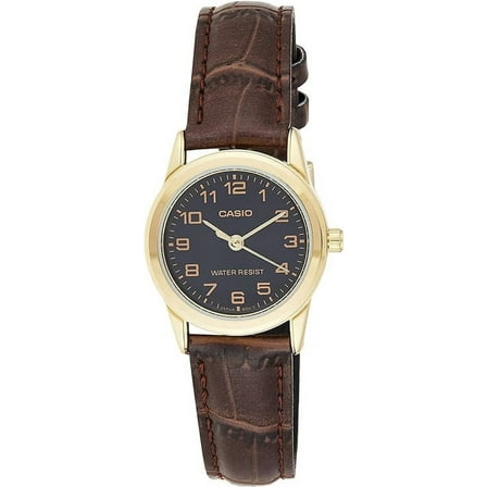 Casio Brown Leather Gold Face Quartz Ladies Analog Watch LTP-V001GL-1B