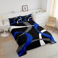thumbnail image 4 of Erosebridal Ensemble de Couette Grand à Rayures Bleues, Couette en Duvet Abstraite, Décor Géométrique Moderne, Réversible 3 Pcs, 4 of 7