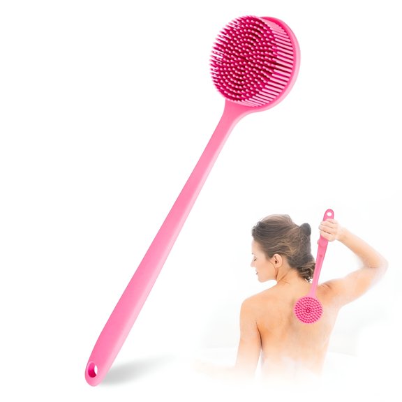 ACDANC 2026 New Silicone Back Scrubber for Shower Bath Body Brush with Long Handle, Bpa-Free, Hypoallergenic, Eco-Friendly for All Skin Back Cleaning Wash for Men Women (Pink)