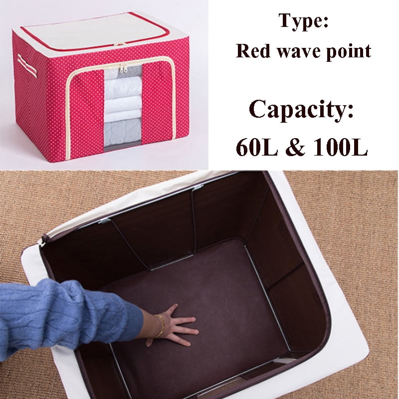 60/100L Foldable Storage Box Waterproof Oxford Cloth Steel Storage Box