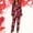 Red, variant on Womens Red Heart Print Cardigan Pajama Set - Long Sleeve Long Pants with White Piped Collar Cuffs, Sweet Romantic Valentine's Day Loungewear Sleepwear,Size S