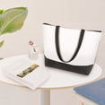 thumbnail image 6 of Muka Canvas Zippered Tote with Lining, Two-Tone Accent Gusseted Tote Bag, 15-1/2" x 12" x 3", 6 of 6