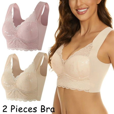 

2 Pieces Lace Bra Plus Size Bra Women Underwear Bralette Crop Top Sexy Female Bra Large Top Female Push Up Brassiere Laced Bra