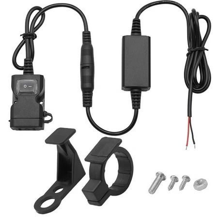 

USB Motorcycle Charger Handlebar Rear Mirror Waterproof Dual Ports 3.1A Fast Charging Power Socket Adaptor with Switch for Motorcycle Tricycle ATV Scooter and Other Vehicles (Black)