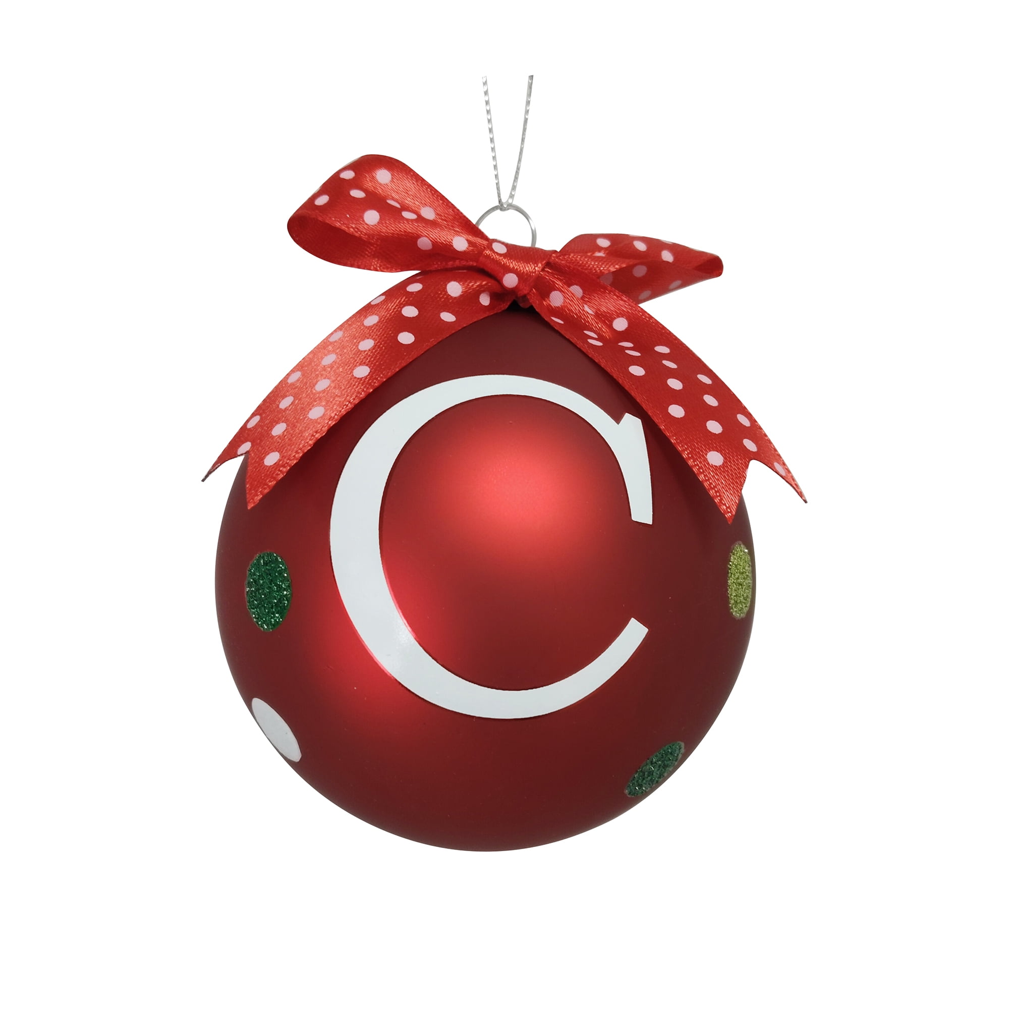 HOLIDAY TIME C RED LETTER GLASS ORNAMENT