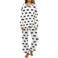 thumbnail image 2 of MVRLSH Pajamas For Women Set Fall Winter Thickened Warm Flannel Set Coral Fleece Long Sleeve 2 Piece Cozy Sleepwear For Cold Nights White M-Xxl, 2 of 4