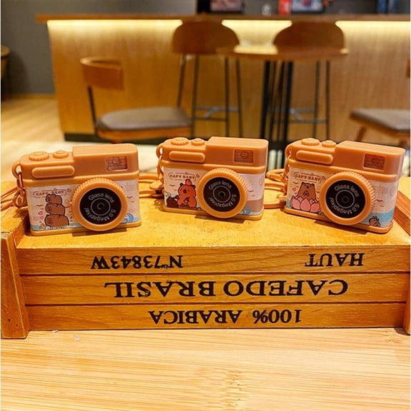 New Mini Capybara & Dolphin Camera Keychain - Cute Animal Bag Charm, Trendy Student Backpack Pendant