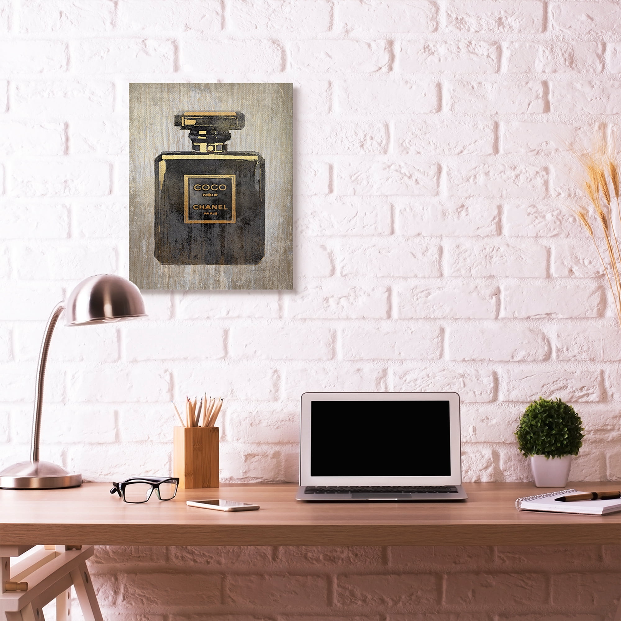 Stupell Industries Fashion Designer Perfume Black Gold Textured Watercolor Canvas Wall Art by Amanda Greenwood