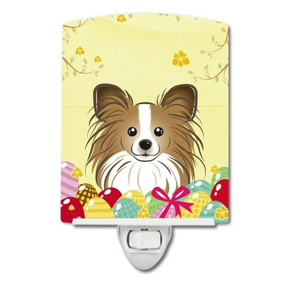 Caroline's Treasures BB1930CNL Papillon Easter Egg Hunt Ceramic Night Light, 6x4x3", multicolor