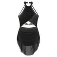 thumbnail image 5 of Linjinx Sparkly Rhinestone Leotard Lyrical Dance Dress for Womens Cutout Strappy Backless Dance Dress Black M, 5 of 6