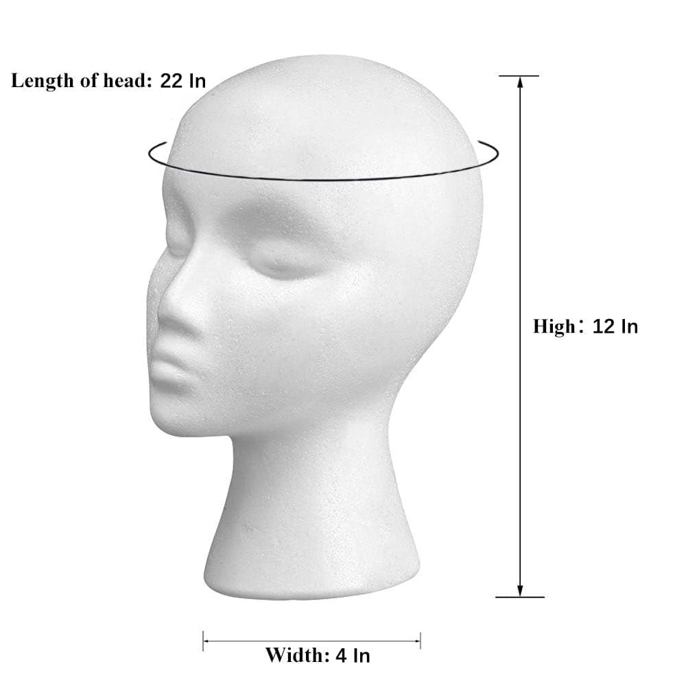 12" 3 Pcs Foam Wig Head - Tall Female Foam Mannequin Wig Stand and Holder for Style, Model And Display Hair, Hats and Hairpieces, Mask - for Home, Salon and Travel