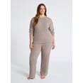 thumbnail image 2 of Joyspun Women's Cozy Ribbed Crewneck Top and Wide-Leg Pants Set, 2-Piece, Sizes XS-3X, 2 of 4