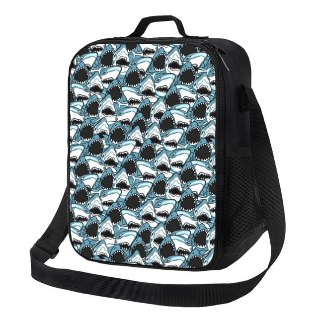 Fotbe Angry Shark Lonchera Bolsa de Almuerzo para Hombres y Mujeres, Lonchera de Gran Capacidad, Bolsa de Almuerzo Reutilizable, Bolsa Térmica Aislante