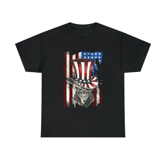 American Flag Skeleton Top Hat Independence T-Shirt