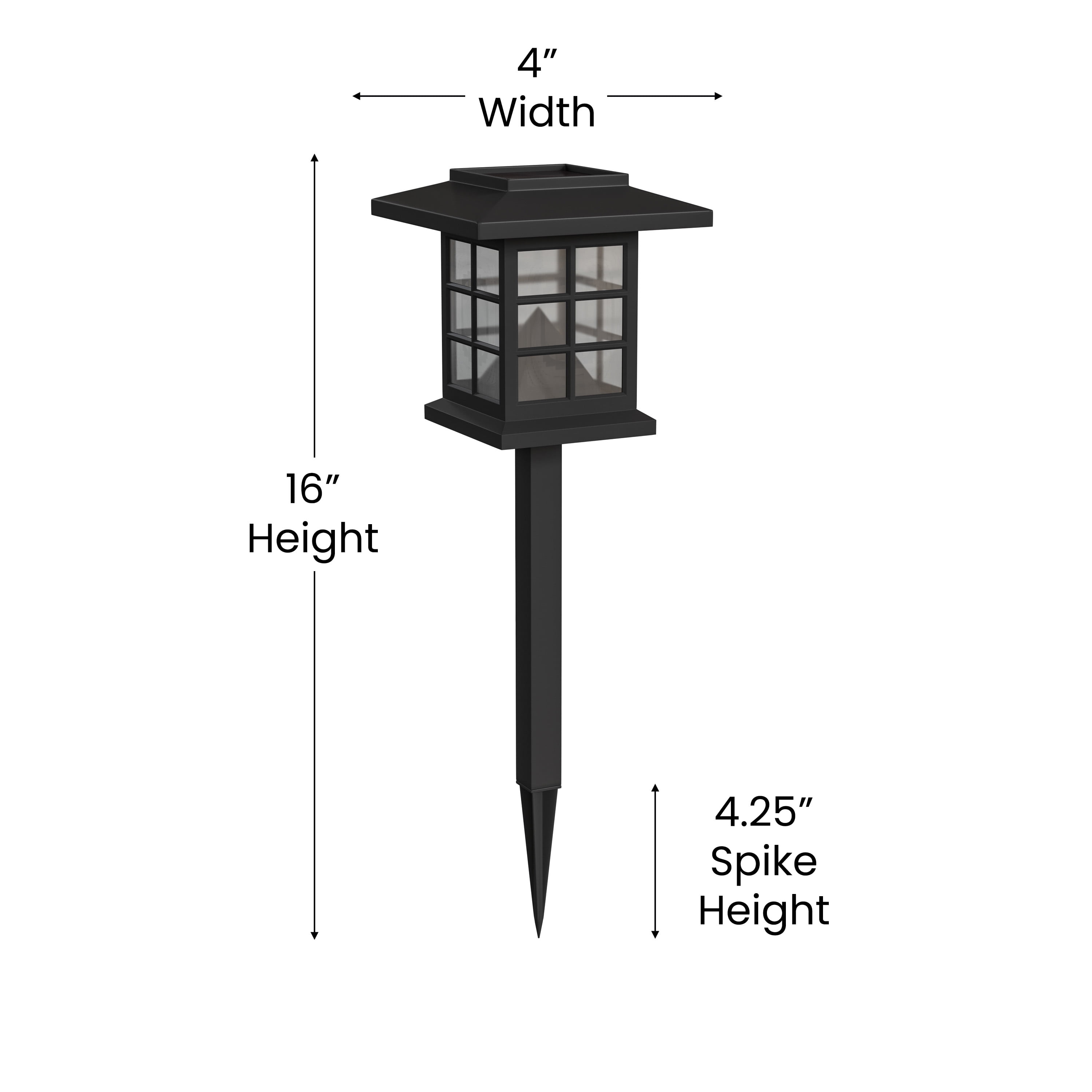 BizChair 8 Pack Black Lantern Style LED Solar Lights Weather Resistant Outdoor Solar Powered Lights for Pathway, Garden, & Yard