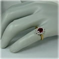 thumbnail image 3 of Fine Creation 2.10 Ct Oval Cut Red Ruby And Diamond Cluster Flower Engagement Ring 14K Yellow Gold- 6.5, 3 of 3