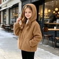 thumbnail image 4 of Atogsazn Kids Girls Fleece Full Zip Jacket Children Sherpa Long Sleeve Hooded Coat Winter Warm Tops Brown 6-7 Years Fashion, 4 of 8