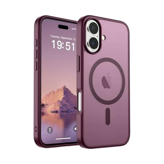 ZHU997 Magnetic for iPhone 17 Case (Compatible with MagSafe)(Military Grade Drop Protection) Translucent Matte Shockproof with Anti-Fingerprint Phone Cover 2025,Wine Red