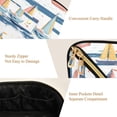 thumbnail image 5 of FORMRS Makeup Bag Travel Cosmetic Organizer for Women Fold Flat Zipper Pouch with Handle, White Hand Drawn Sailboats, 5 of 8