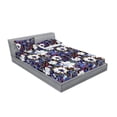 thumbnail image 2 of Garden Scene Fitted Sheet & Pillow Sham Set, Watercolor Design Bud Stem Pattern on Muted Colors Jumble Back, Decorative Printed 3 Piece Bedding Decor, Full, Indigo Dark Indigo Ivory, by Ambesonne, 2 of 2