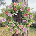 thumbnail image 6 of Eespoir Front Door Fragrant Flowers Garlands, Outdoor Flower Porch Decoration, Leaves And Money s Hanging Wreath For Welcome Sign, Patio Decor, Seasonal Greeting(Pink), 6 of 6