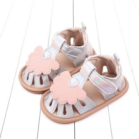 

Bnwani Childs Casual Shoes Child Toddler Breathable Rubber Fashion Spring Shoes Sandals Children Infant Non-slip Princess Shoes Silver Size 13