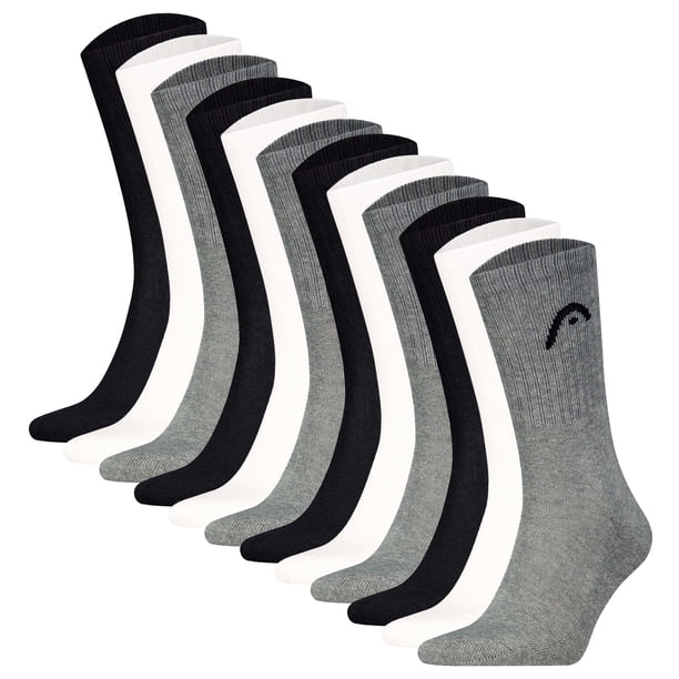 HEAD Calcetines unisex, paquete de 12 - All Sport Training Crew, calcetines deportivos, logotipo Gris/Blanco/Negro 43-46