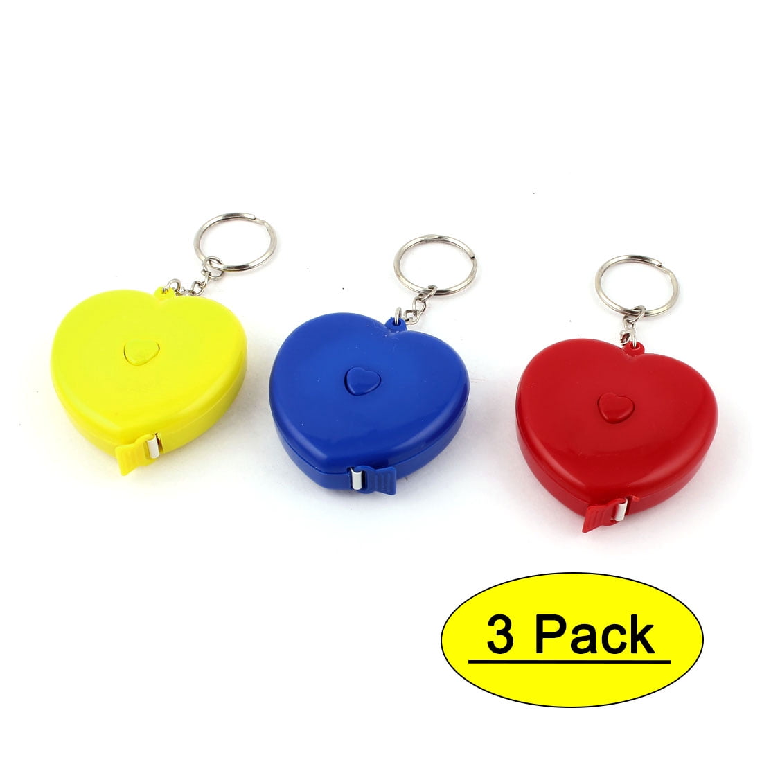 60-Inch Retractable Inch/Metric Soft Plastic Tape Measure Heart Shape Sewing Tailor Cloth Ruler 3 Pcs