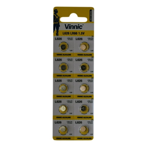 Vinnic Ag4 L626 Sr626 377 37 Alkaline Battery (10 Pack) Used In Watches, Calculators, Toys, Lasers