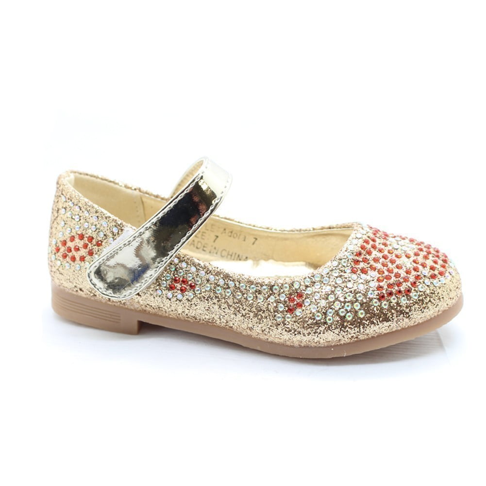 gold glitter little girl shoes