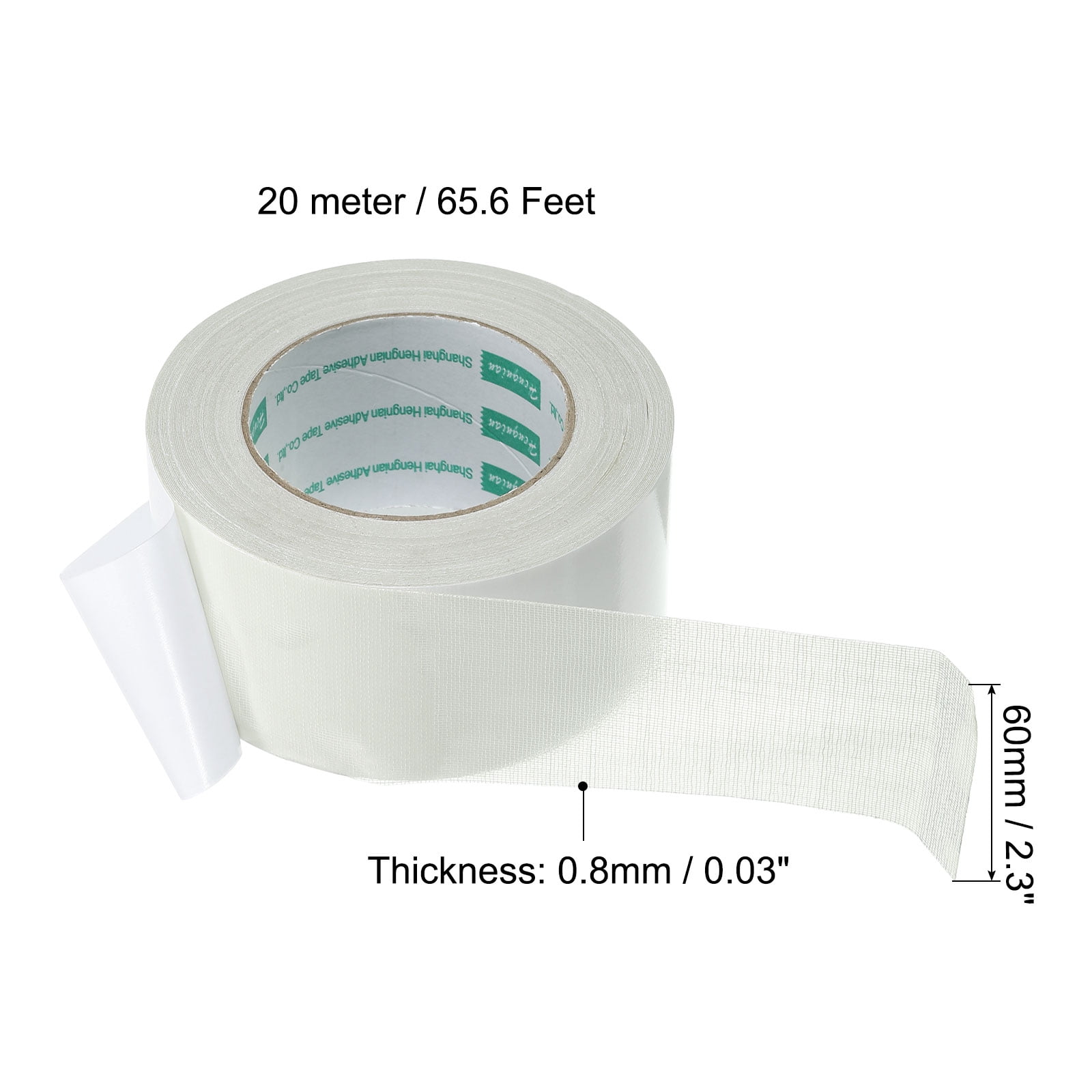 Uxcell 2.3"x65.6 Ft Double Sided Fabric Tape Super Sticky Clear Tape High Stickiness White 1 Roll