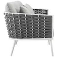 thumbnail image 6 of Modern Contemporary Urban Outdoor Patio Balcony Garden Furniture Lounge Chair, Sofa and Table Set, Fabric Aluminium, White Grey Gray, 6 of 8