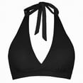thumbnail image 3 of HCNTES Women's Halter Bikini Top Only Push Up Padded Swimsuit Top V Neck Twist Front Bathing Suit Tops Removable Bra Summer Black,XL, 3 of 9