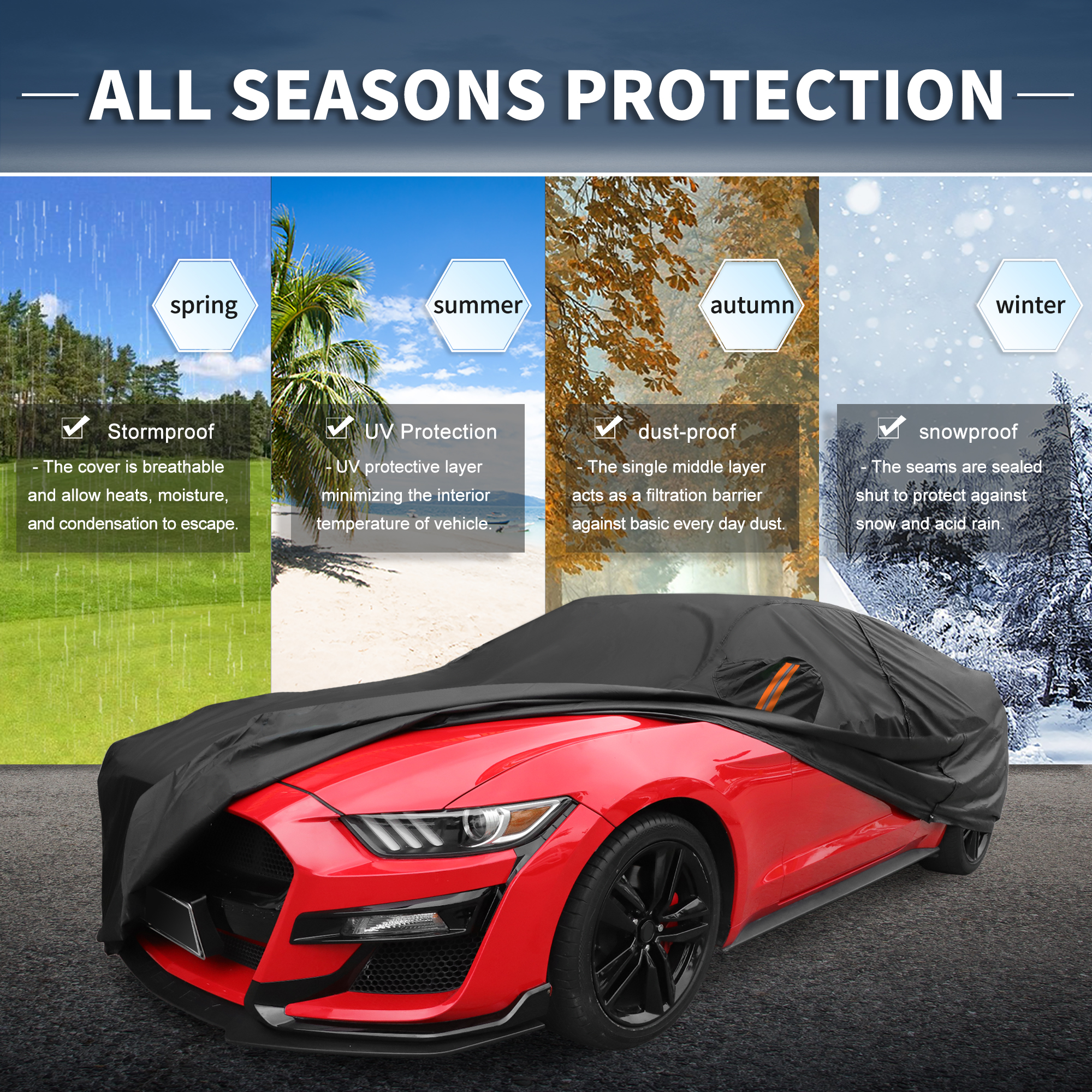 Unique Bargains 210D-PU Car Cover for Ford for Mustang