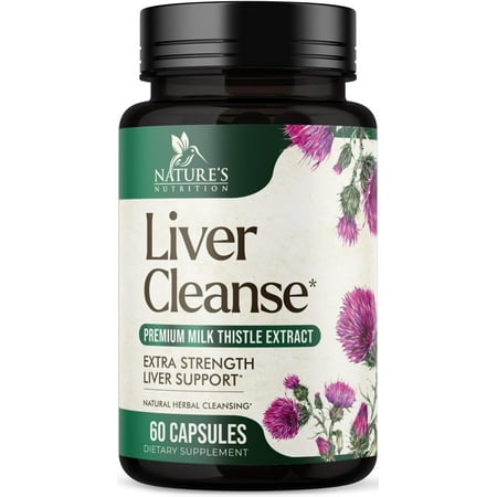 Liver Cleanse Detox & Repair Formula - 20-in-1 Advanced Liver Support Supplement with Silymarin Milk Thistle, Dandelion Root, Artichoke Extract, Turmeric, Choline, & Beetroot - 60 Veggie Capsules