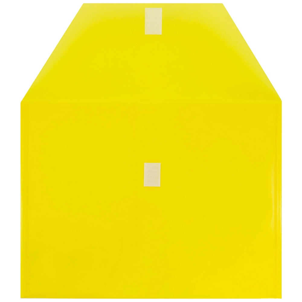 JAM Plastic Hook & Loop Envelopes, 9.8x13, 12/Pack, Yellow