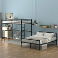 thumbnail image 3 of Twin Over Full Metal Bunk Bed with Desk, Ladder and Quality Slats for Bedroom, Full-Length Guardrail, Separable, Save Space, Metal Bunk Beds, Modern Bunk Bed, Bedroom Furniture, No Spring Needed,Black, 3 of 7