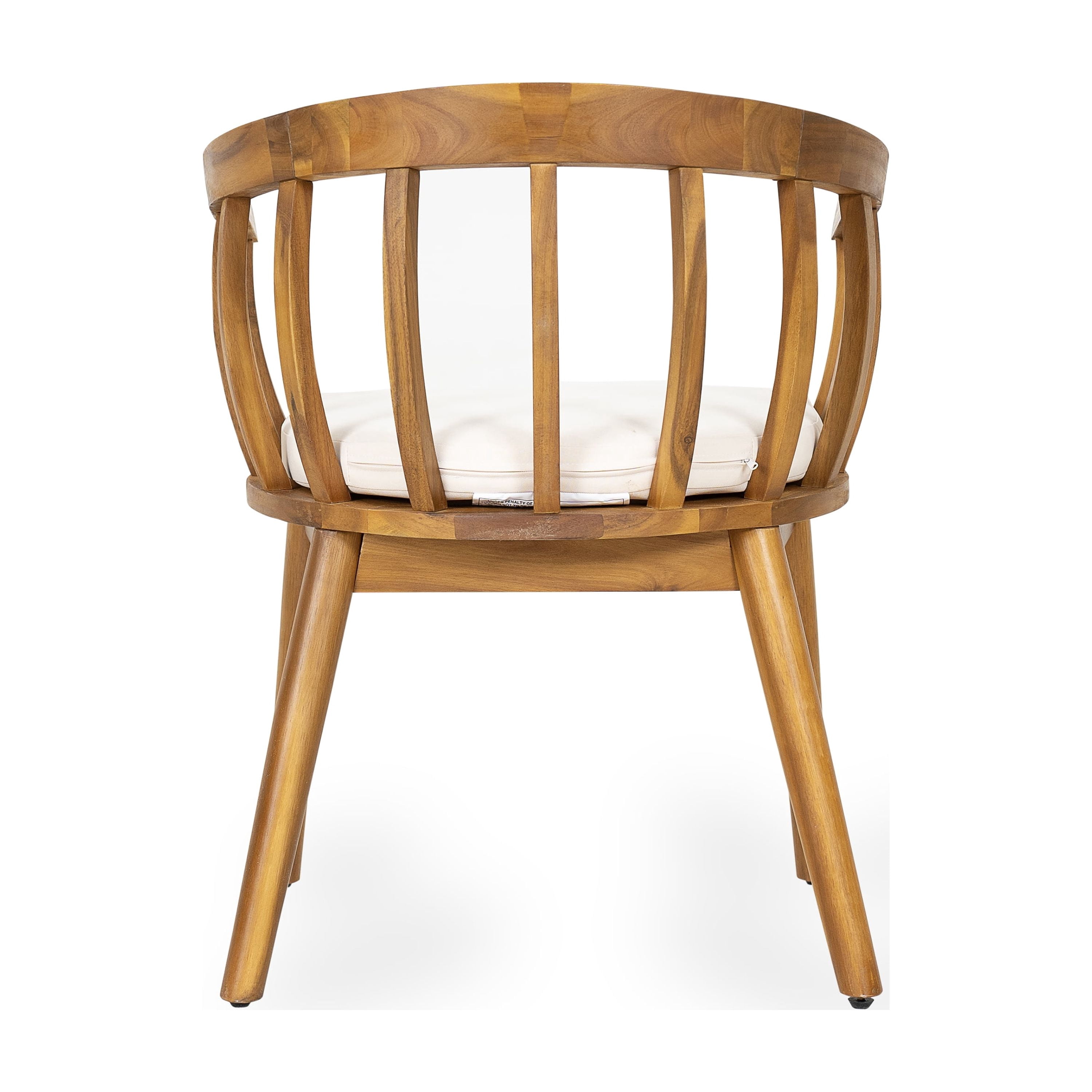 Solid Wood Curved Back Patio Dining Arm Chairs Set of 2 for Garden Deck, Teak