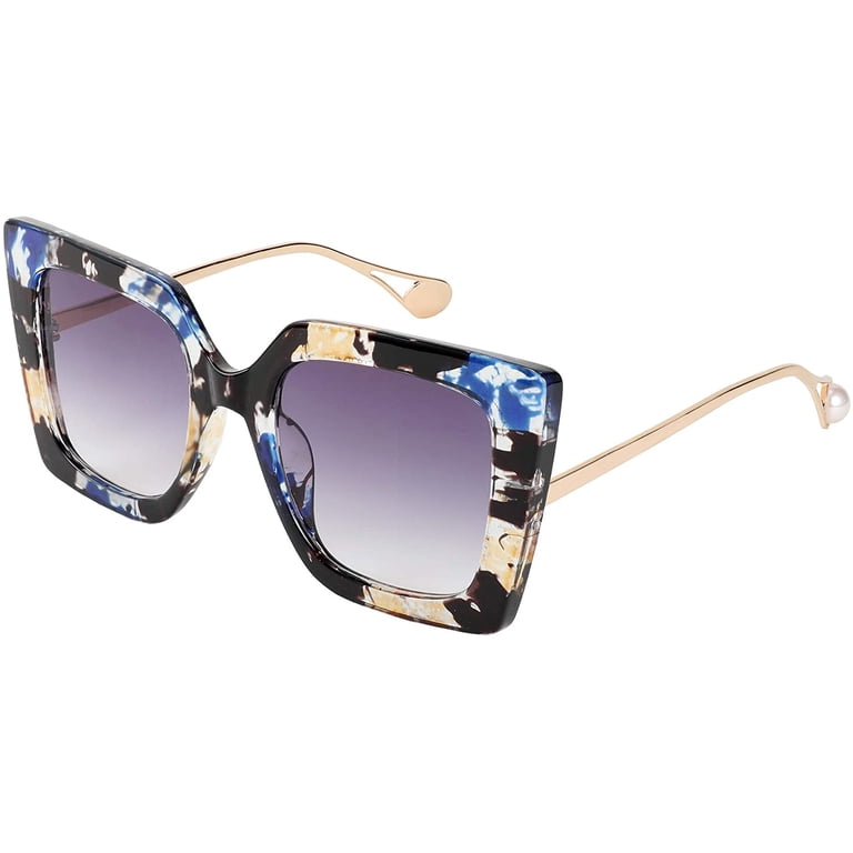 ? Feisedy Square Shades Women Brown Pearl Inlay Cat Eye Frame UV400 Sunglasses Amazon.com: FEISEDY Sunglasses Womens Trendy, Oversized  main image 3