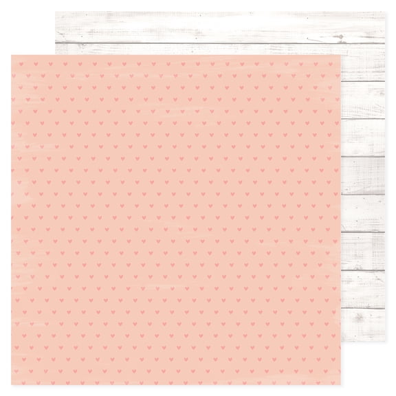 American Crafts Patterned Double-Sided Cardstock 12"X12"-Hearts, Hello Little Girl