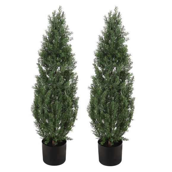 Arbres Topiaires Artificiels de 4 Pi, Ensemble de 2, Faux Buis pour Décoration Intérieure Extérieure de la Maison Ou du Porche, Plantes Persistantes en Pot Réalistes pour Jardinières de Porte d'Entrée