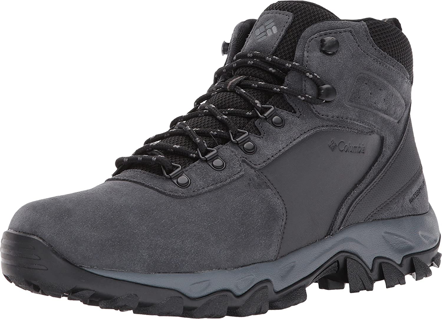 Columbia Newton Ridge Plus 2 Suede WP Wide - Scarponi Da Trekking Uomo In Pelle E Sintetico, Membrana Impermeabile, Taglia 47 EU (Grigio Scuro/Ambra)