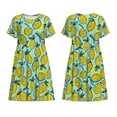 thumbnail image 3 of Bixox Robe d'Été à Manches Courtes pour Femmes Robe Ample Longueur Genou avec Poches-Citron1, 3 of 7