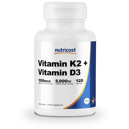 UPC 857077008664 product image for Nutricost Vitamin K2 (100mcg) + Vitamin D3 (5000 IU) 120 Softgels - Gluten Free  | upcitemdb.com