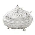 thumbnail image 1 of Azucarero de Metal, recipiente para condimentos, lata de sal, cuenco para dulces, 14x14cm con cuchara, tarro para granos de café para decoración de Plateado, 1 of 10