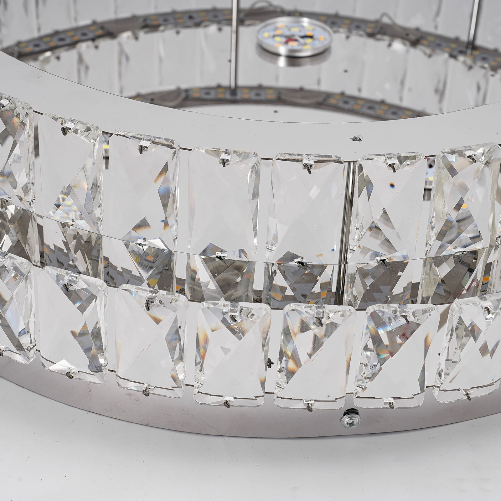 Crystal Ceiling Light, Modern Ceiling Light with Remote Control Silver 50*25cm