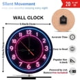thumbnail image 3 of Neon Clock Wall Decor Pink Blue Light 10-Inch Silent Wooden Wall Clock, Battery Operated (AA Batteries Not Included), Artistic Home Decor, 3 of 7