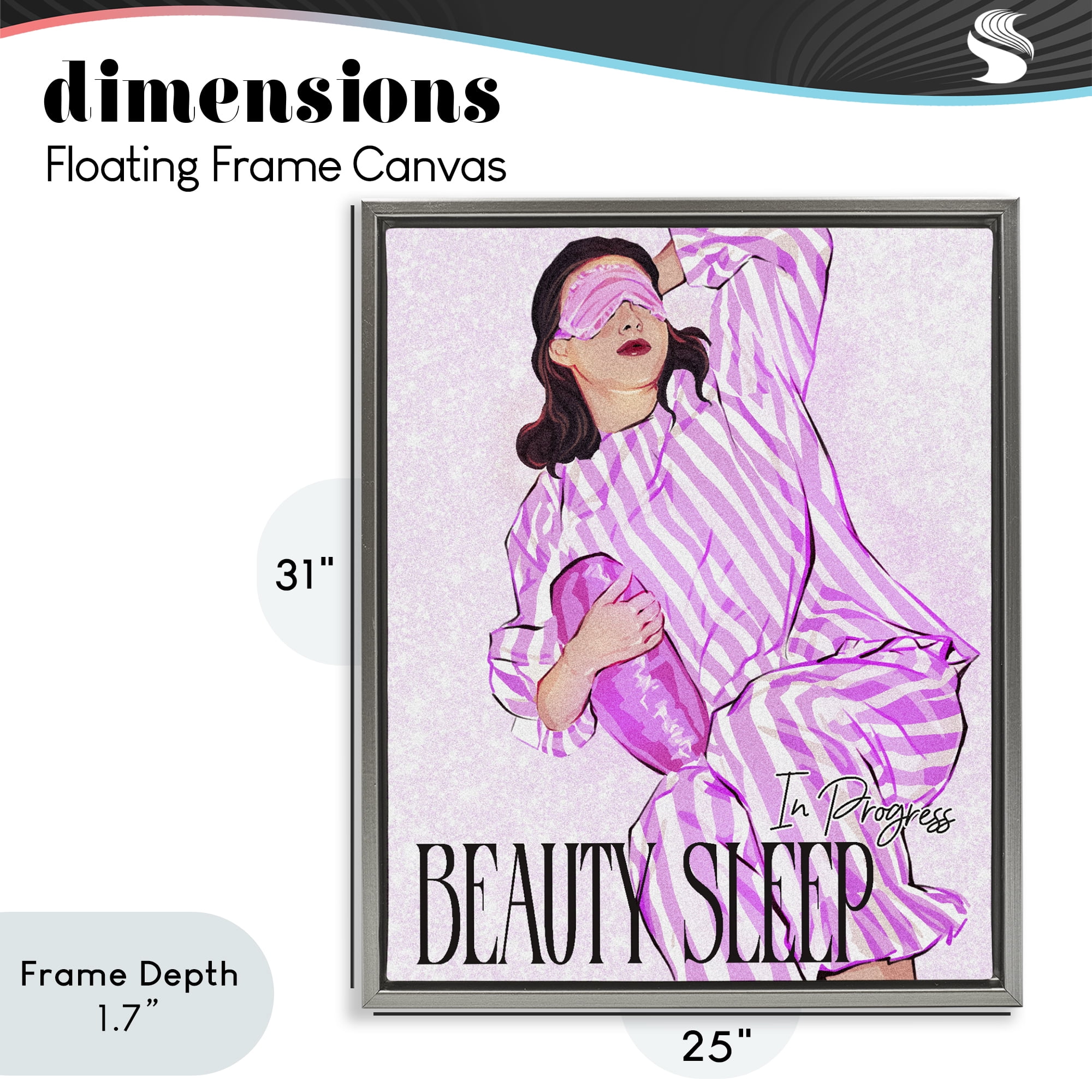 Stupell Industries Beauty Sleep In Progress Gray Framed Floater Canvas Wall Art, design by Ziwei Li