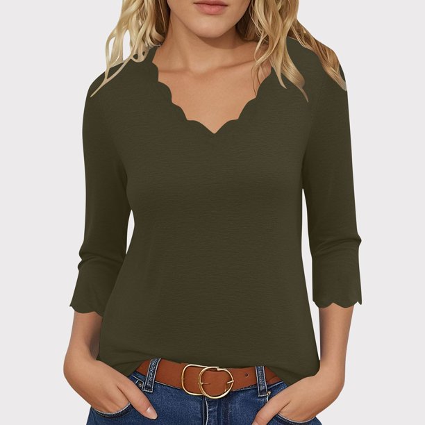 mfyjkho Tops Deportivos Para Mujer, Top De Verano Para Mujer Con Cuello En V Y Mangas Cortas De Color Liso Tops Para Hacer Ejercicio Para Mujer L