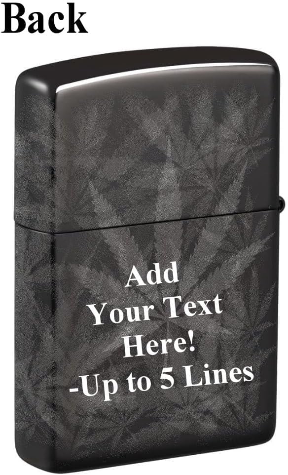 Zippo Lighter - Customized Message on Leaf , Photo 360 - High Polish Black 48924